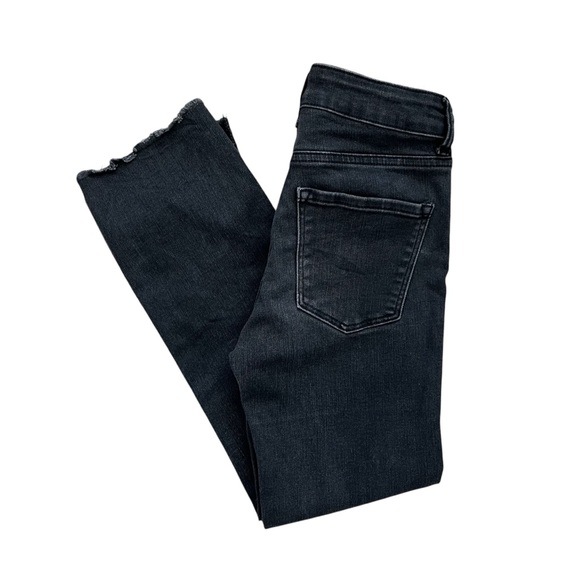 J Brand Washed Black Cropped Skinny Jeans Raw Frayed Ankle Chew Hem Size 25 - Picture 11 of 15